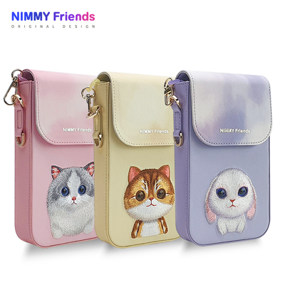 Nimmy你米 大眼萌寵系列手機包 萌兔金漸層布偶貓包包